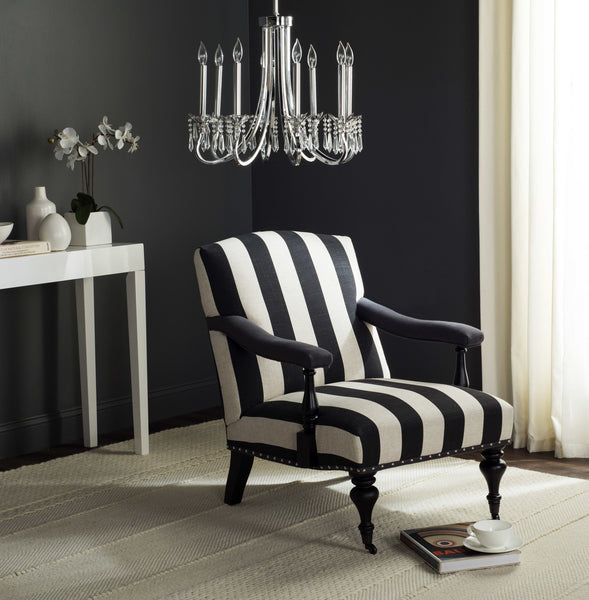 Safavieh Devona Awning Stripe Arm Chair - Silver Nail Heads | Armchairs |  Modishstore 