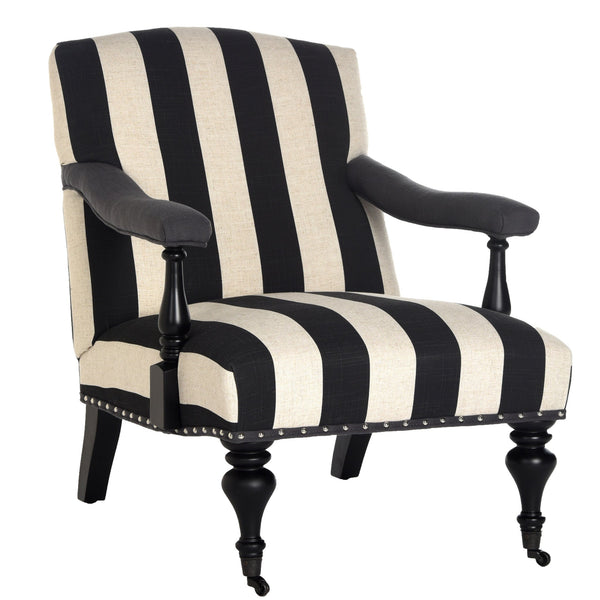 Safavieh Devona Awning Stripe Arm Chair - Silver Nail Heads | Armchairs |  Modishstore  - 5