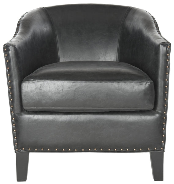 Safavieh Evander Club Chair - Brass Nail Heads | Accent Chairs |  Modishstore  - 2