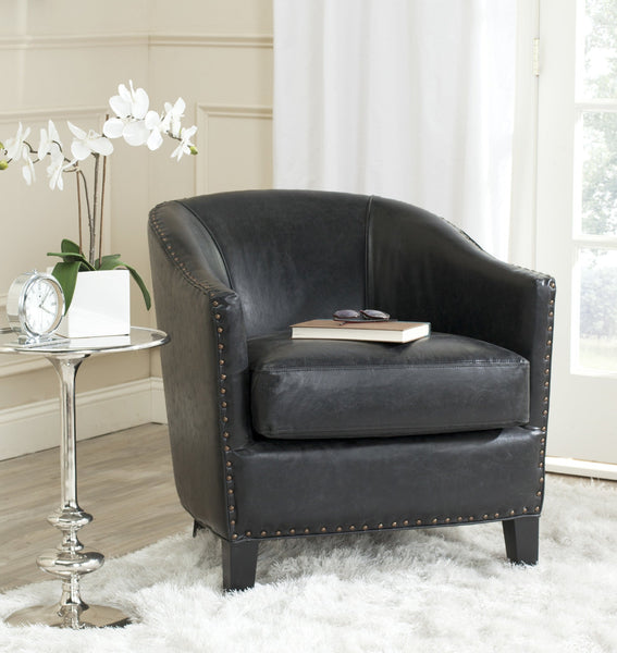 Safavieh Evander Club Chair - Brass Nail Heads | Accent Chairs |  Modishstore 