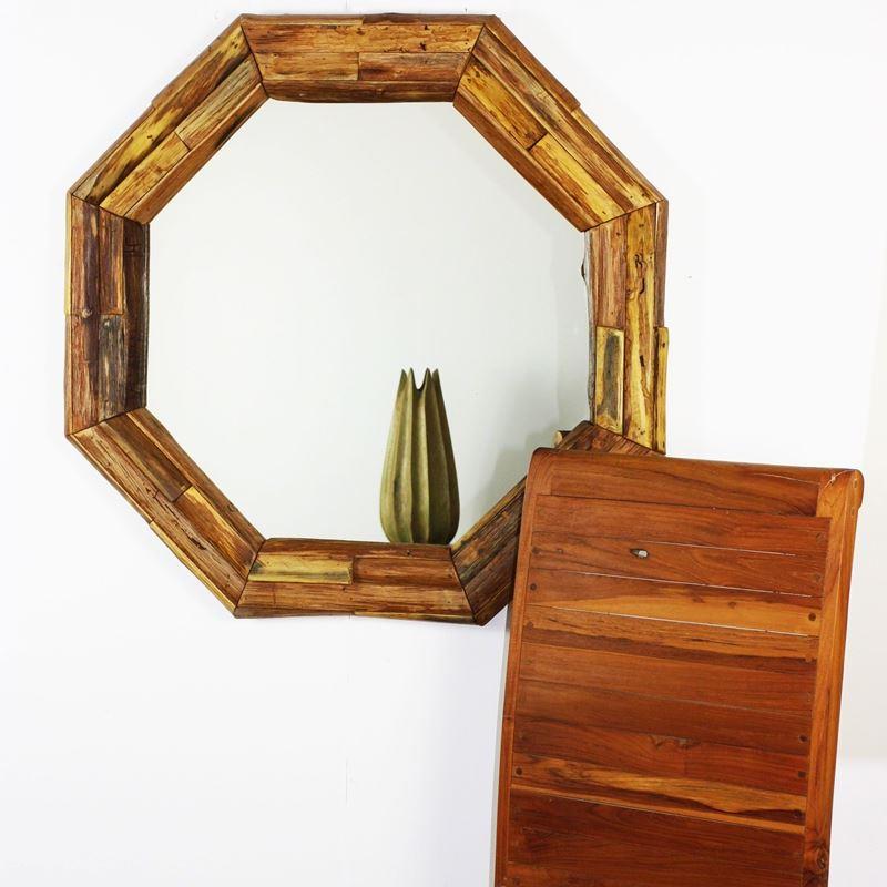 Haussmann Mirror Ne Teak Octagon Branch 34" Dia - Tung Oil | Mirrors | Modishstore-3