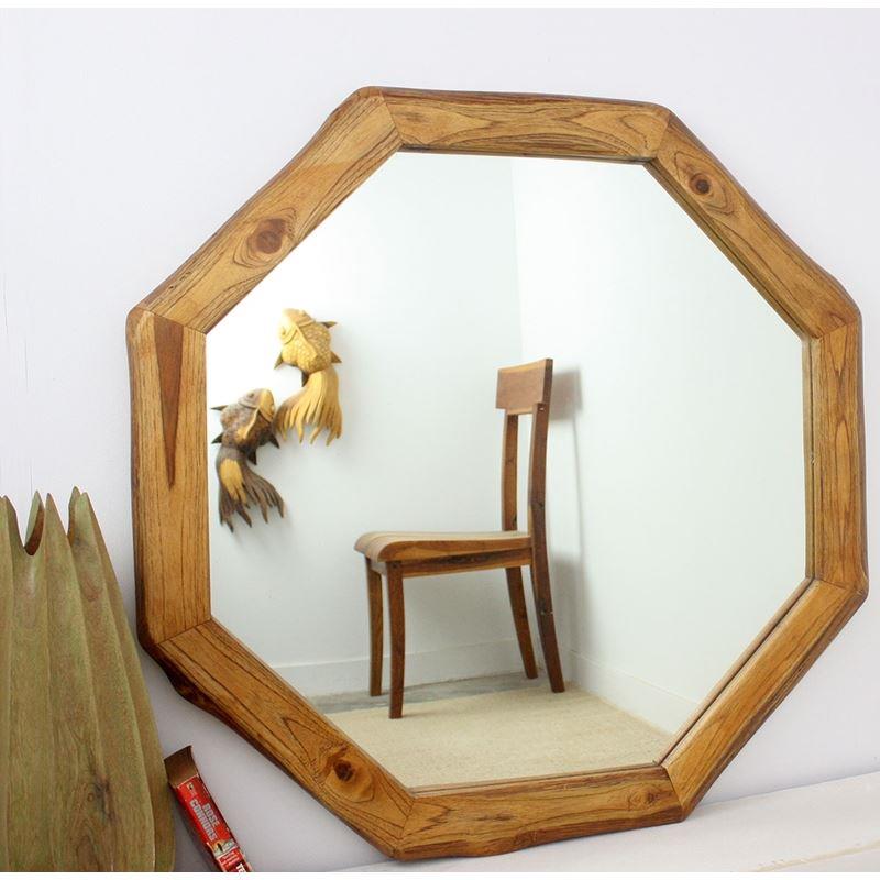 Haussmann Mirror Ne Teak Octagon 34"Dia - Walnut | Mirrors | Modishstore-2