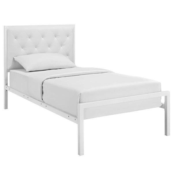 Modway Mia Twin Vinyl Bed - White White | Beds | Modishstore-5