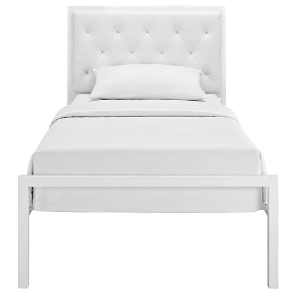 Modway Mia Twin Vinyl Bed - White White | Beds | Modishstore-4