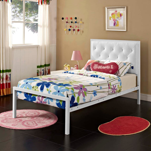 Modway Mia Twin Vinyl Bed - White White | Beds | Modishstore-2