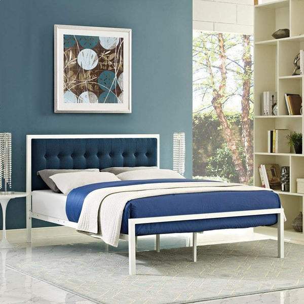 Modway Millie Full Fabric Bed - White Azure | Beds | Modishstore