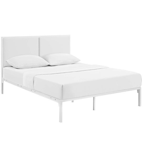Modway Della King Vinyl Bed - White White | Beds | Modishstore-4