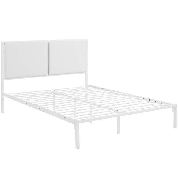Modway Della King Vinyl Bed - White White | Beds | Modishstore-5