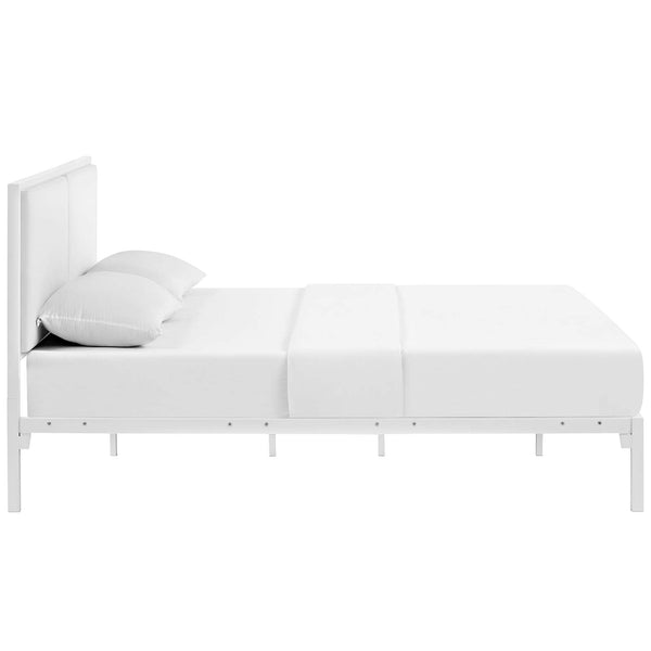 Modway Della King Vinyl Bed - White White | Beds | Modishstore-3