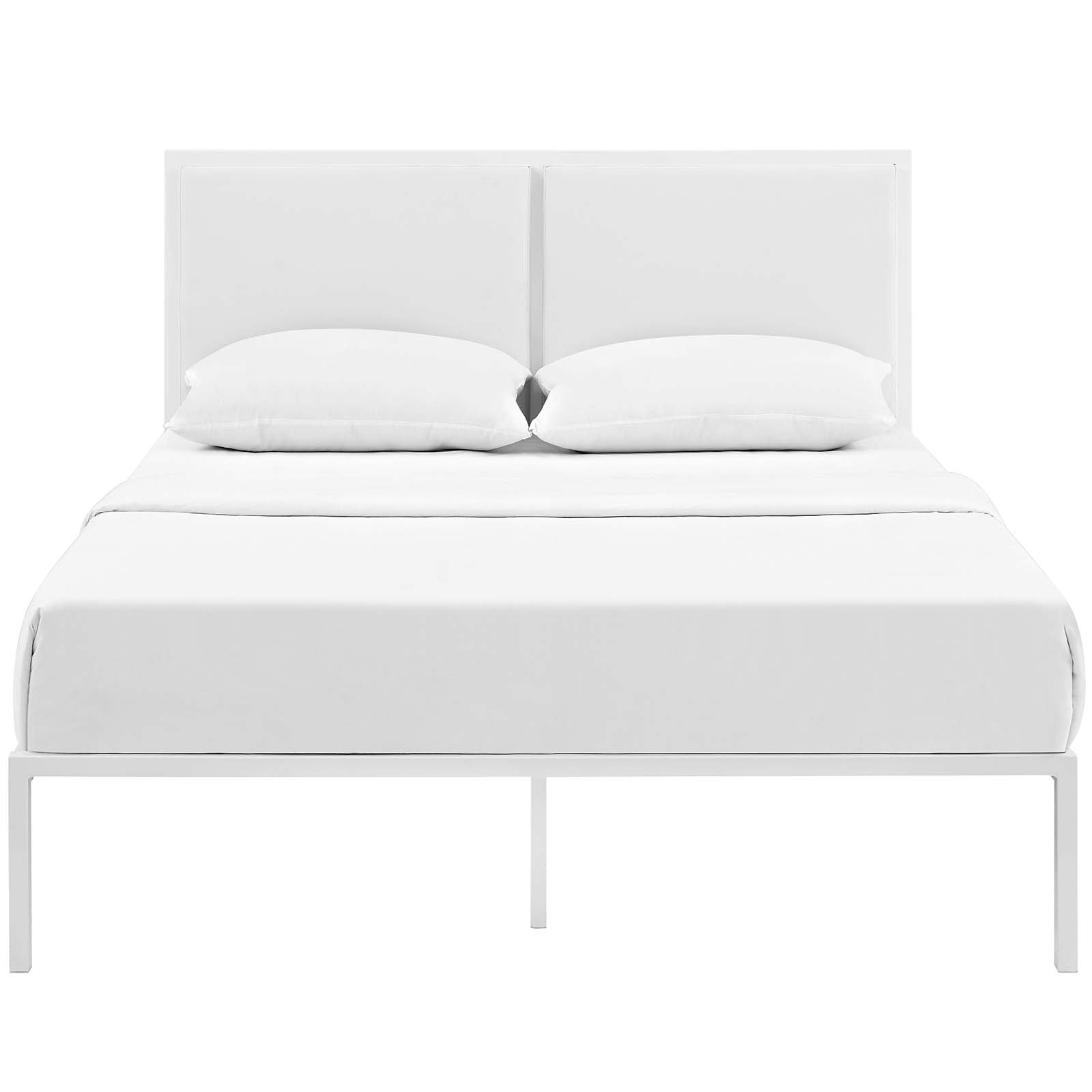 Modway Della King Vinyl Bed - White White | Beds | Modishstore-2