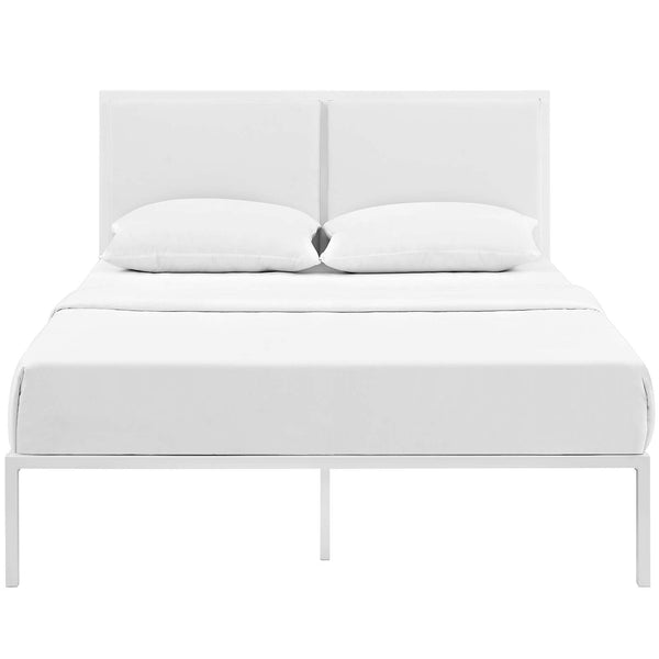 Modway Della King Vinyl Bed - White White | Beds | Modishstore-2