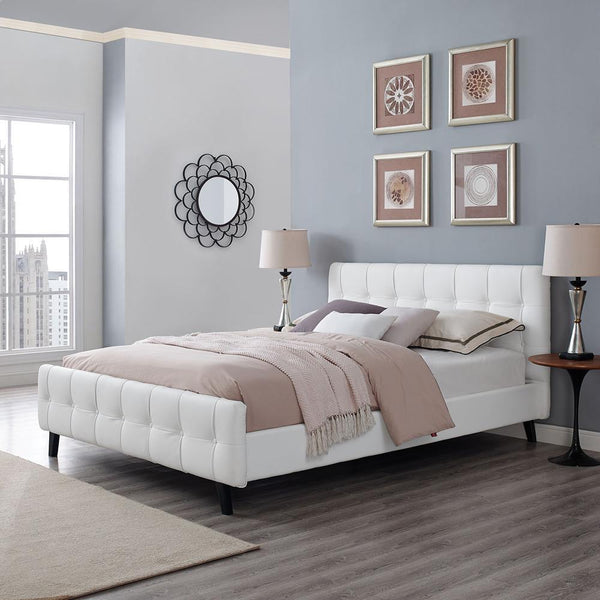Modway Ophelia Queen Vinyl Bed - White | Beds | Modishstore