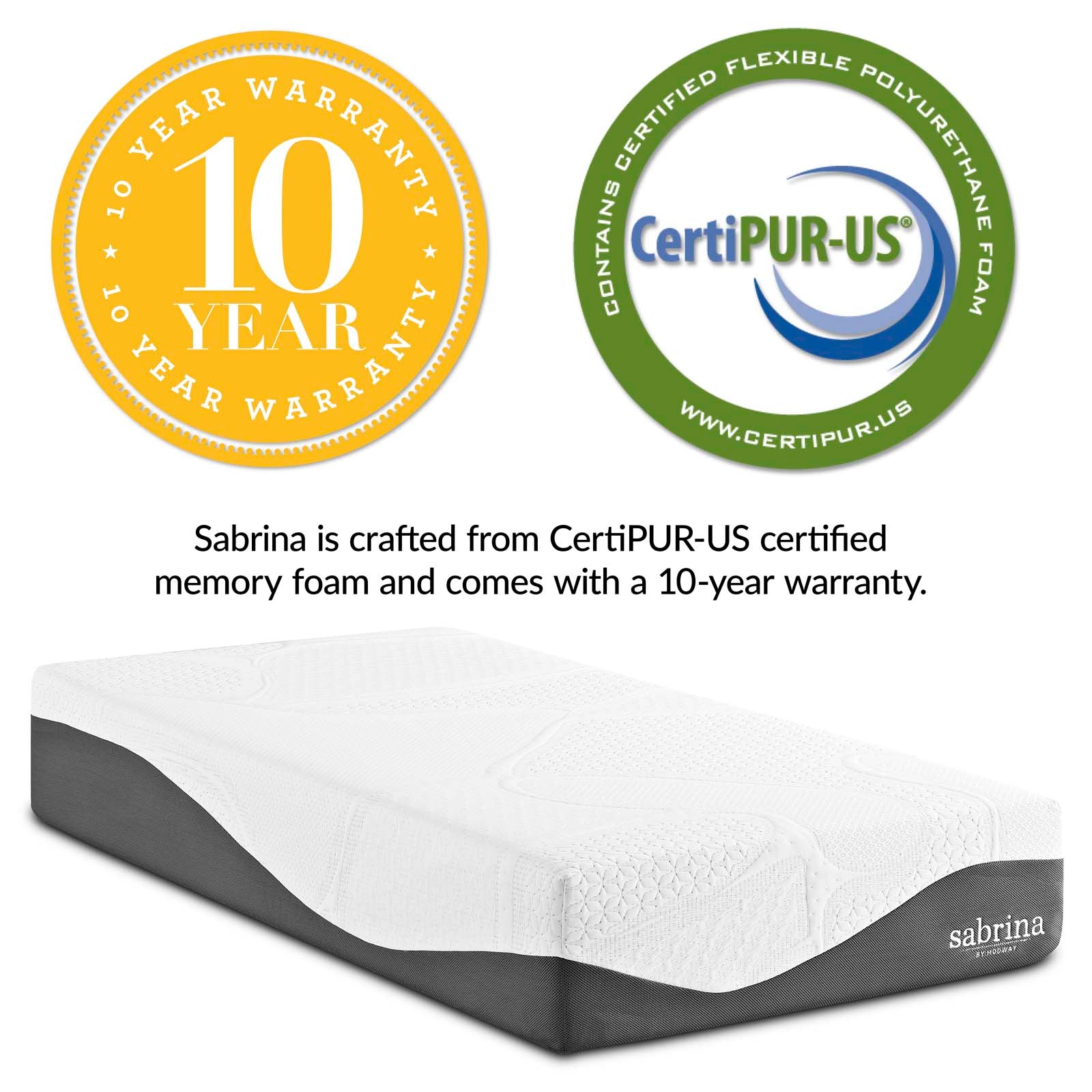 Modway Sabrina 12" Twin Memory Foam Mattress - White | Mattresses | Modishstore-7