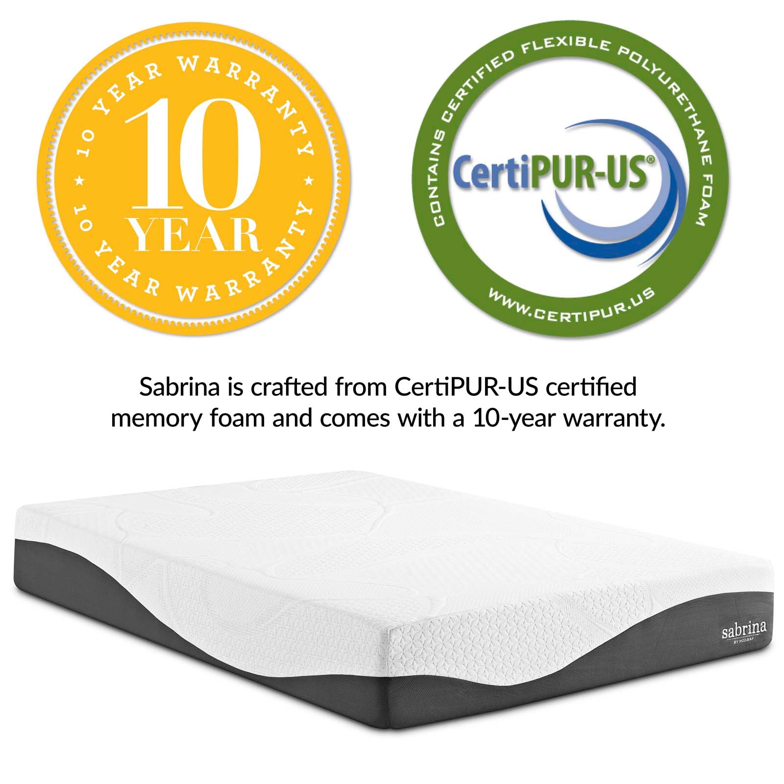 Modway Sabrina 12" Queen Memory Foam Mattress - White | Mattresses | Modishstore-7
