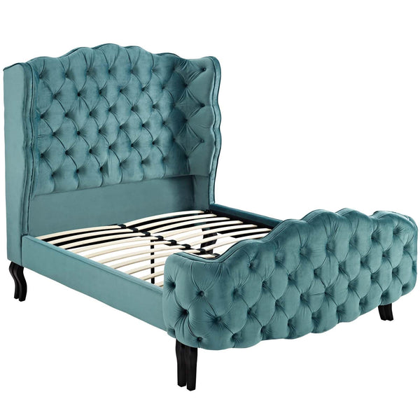 Modway Violette Queen Tufted Wingback Performance Velvet Platform Bed | Beds | Modishstore-18