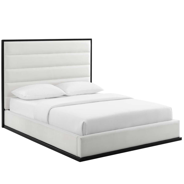 Modway Ashland Queen Faux Leather Platform Bed White | Beds | Modishstore-2