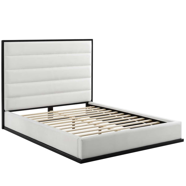 Modway Ashland Queen Faux Leather Platform Bed White | Beds | Modishstore-3