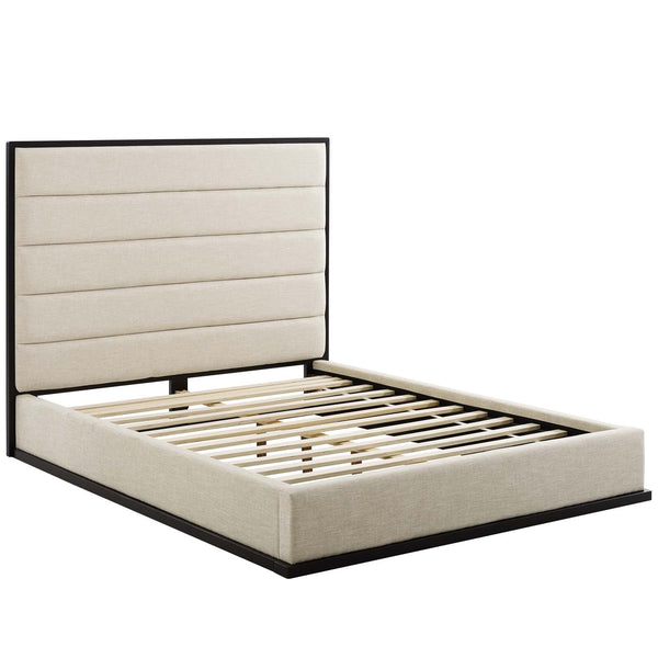 Modway Ashland Queen Upholstered Linen Fabric Platform Bed Beige | Beds | Modishstore-3