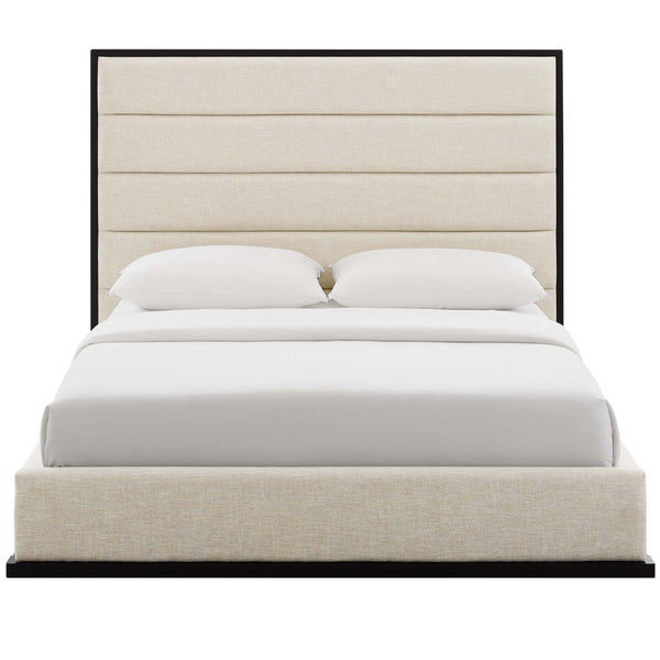 Modway Ashland Queen Upholstered Linen Fabric Platform Bed Beige | Beds | Modishstore-5