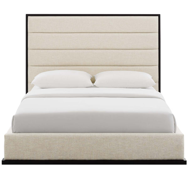 Modway Ashland Queen Upholstered Linen Fabric Platform Bed Beige | Beds | Modishstore-5