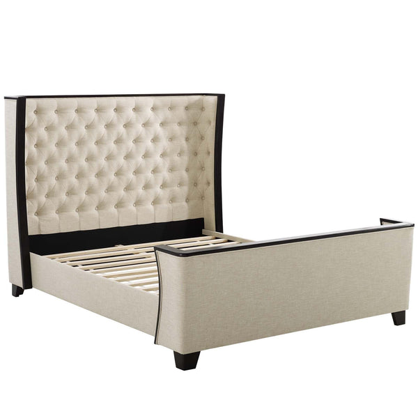 Modway Galia Queen Upholstered Linen Fabric Platform Bed Beige | Beds | Modishstore-3