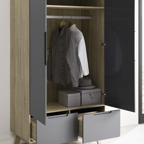 Modway Origin Wood Wardrobe Cabinet Natural Gray | Armoires & Wardrobes | Modishstore-7