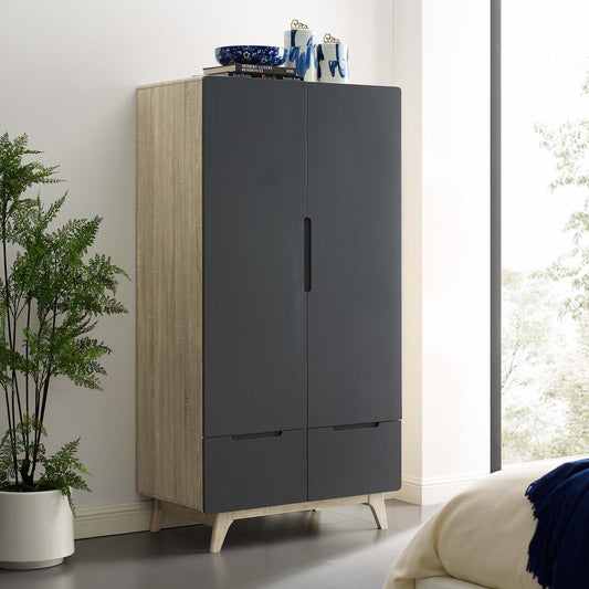 Modway Origin Wood Wardrobe Cabinet Natural Gray | Armoires & Wardrobes | Modishstore