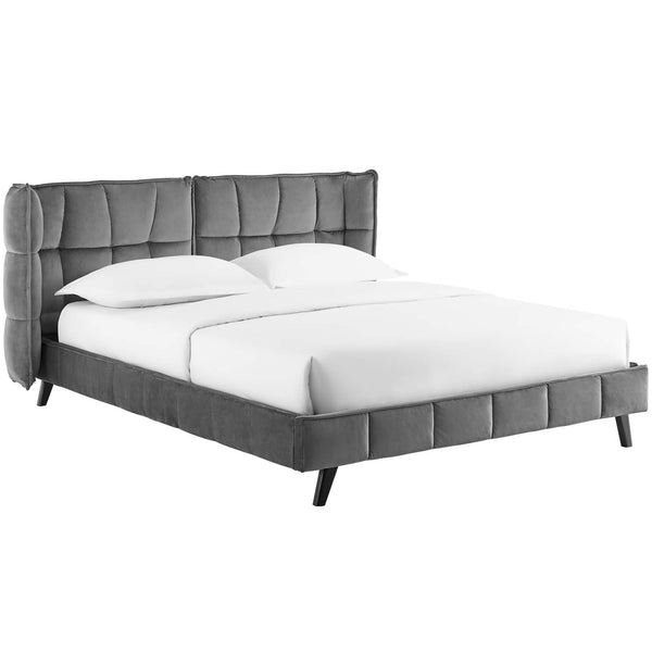 Modway Makenna Queen Upholstered Velvet Platform Bed | Beds | Modishstore-3
