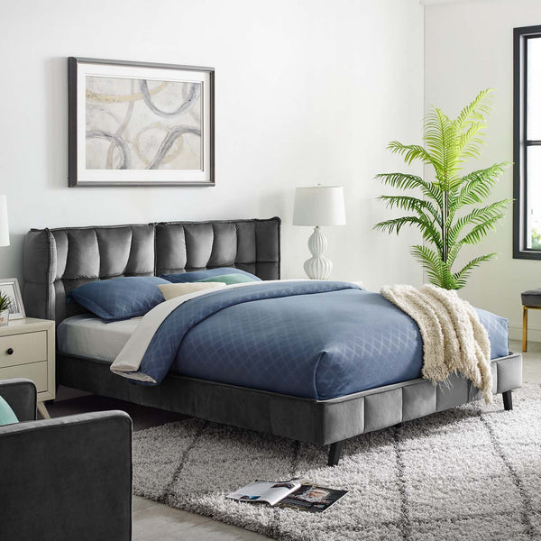 Modway Makenna Queen Upholstered Velvet Platform Bed | Beds | Modishstore-2