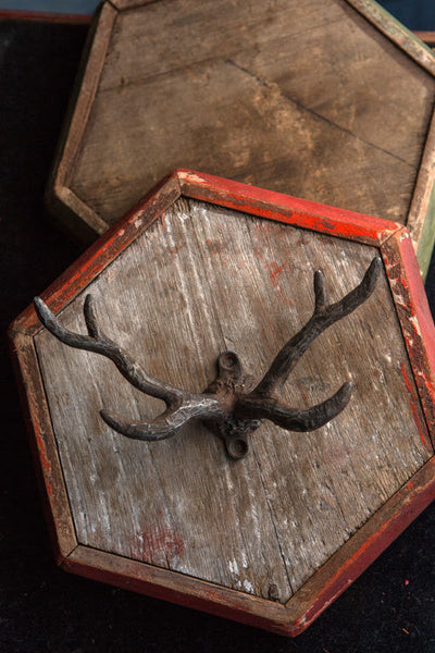 Vagabond Vintage Pewter Antler Hook in Grey Black - Set of 2 | Modishstore | Hooks & Racks