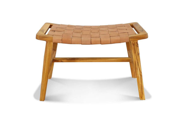 Masaya Wood & Leather Ottoman