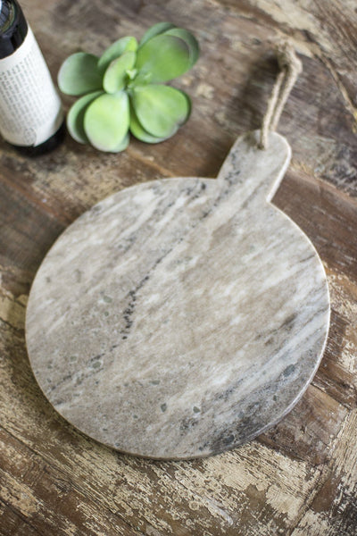 Kalalou Round Marble Cutting Board With Jute Hanger - Set of 2 | Modishstore | Kitchen Accessories