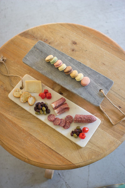 Kalalou Marble Long Cutting Board W/Rope Handle - Set of 2 | Modishstore | Kitchen Accessories