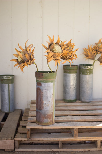 Kalalou Recycled Metal Ammunition Canister Vase - Set Of 2-2