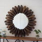 Kalalou Round Wooden Antique Shoe Mold Mirror-3