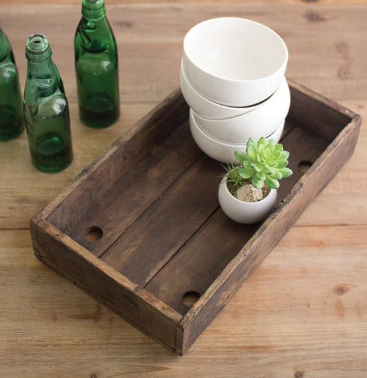 Kalalou Antique Teak Wood Tray - Set Of 2 | Modishstore | Trays