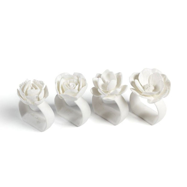 Zodax 4-Piece Cameo Porcelain Napkin Ring Set | Kitchen Accessories | Modishstore
