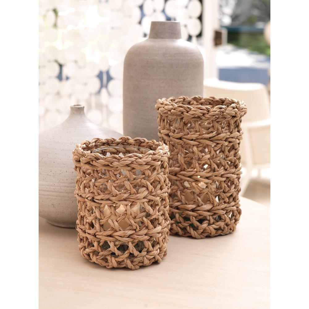 Zodax Seagrass Open Weave Hurricane with Glass Insert | Candle Holders | Modishstore