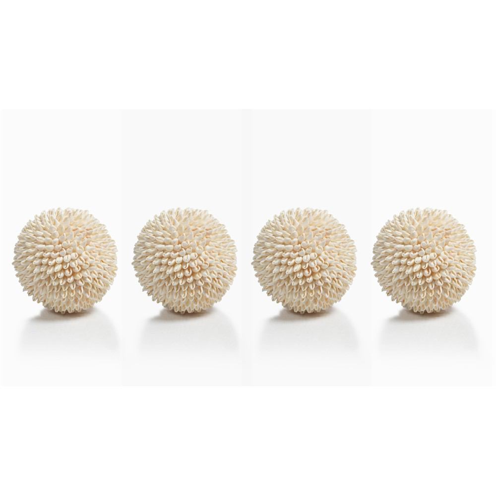 Zodax Palay White Shell Fill Decorative Balls - Set of 4 | Home Accents | Modishstore