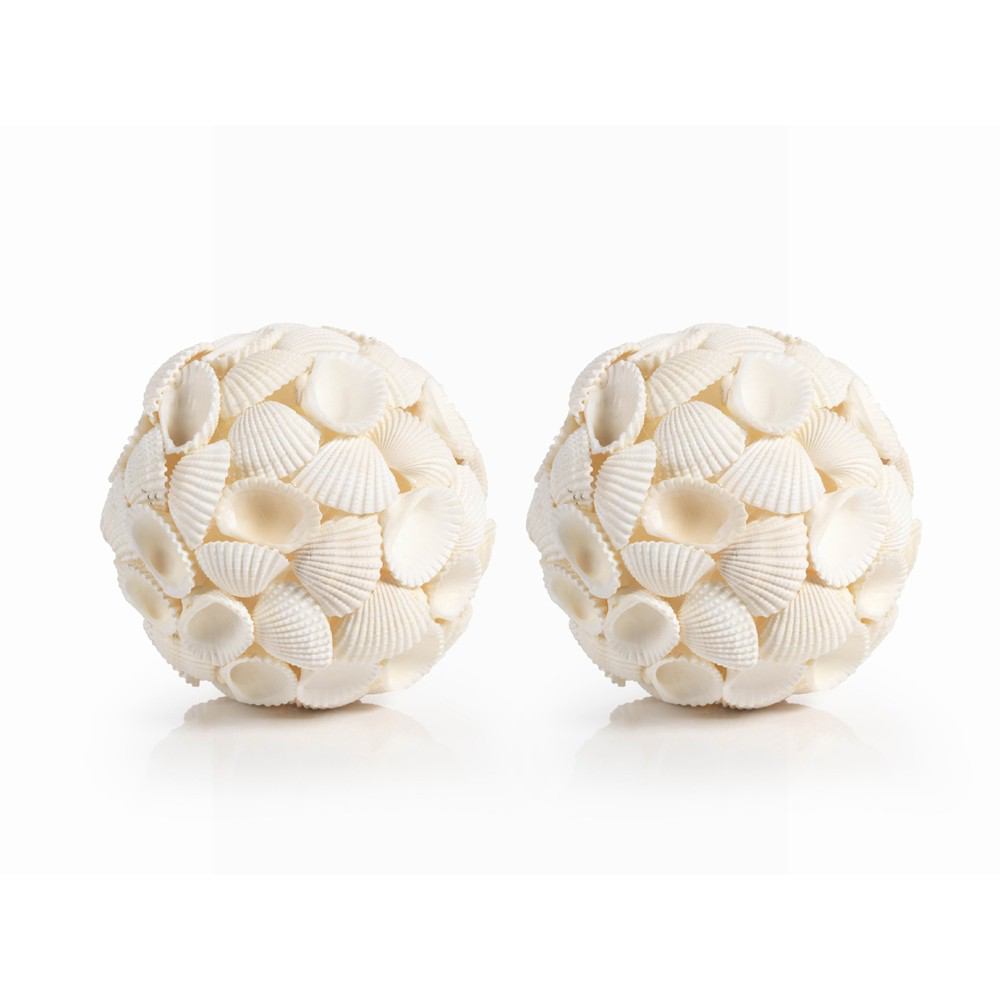 Zodax Boracay Shell Decorative Balls - Set of 2 | Home Accents | Modishstore