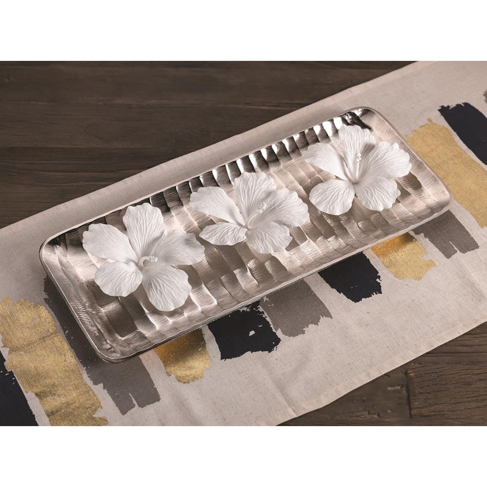 Zodax White Bone China Hibiscus Flower Wall & Table Décor - Set of 3 | Wall Decor | Modishstore