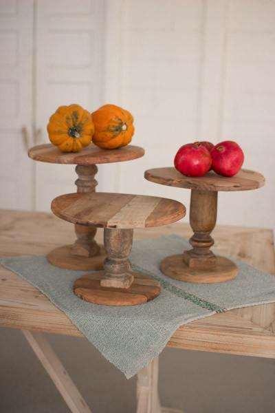 Kalalou Set of Three Recycled Wooden Display Stands | Modishstore | Cake & Tiered Stands