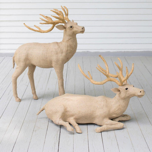Kalalou Burlap Stag - Set of 2 | Modishstore | Holiday