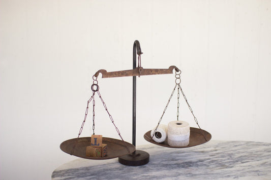Kalalou Antique Metal Scale W/Weighted Iron Base | Modishstore | Sculptures