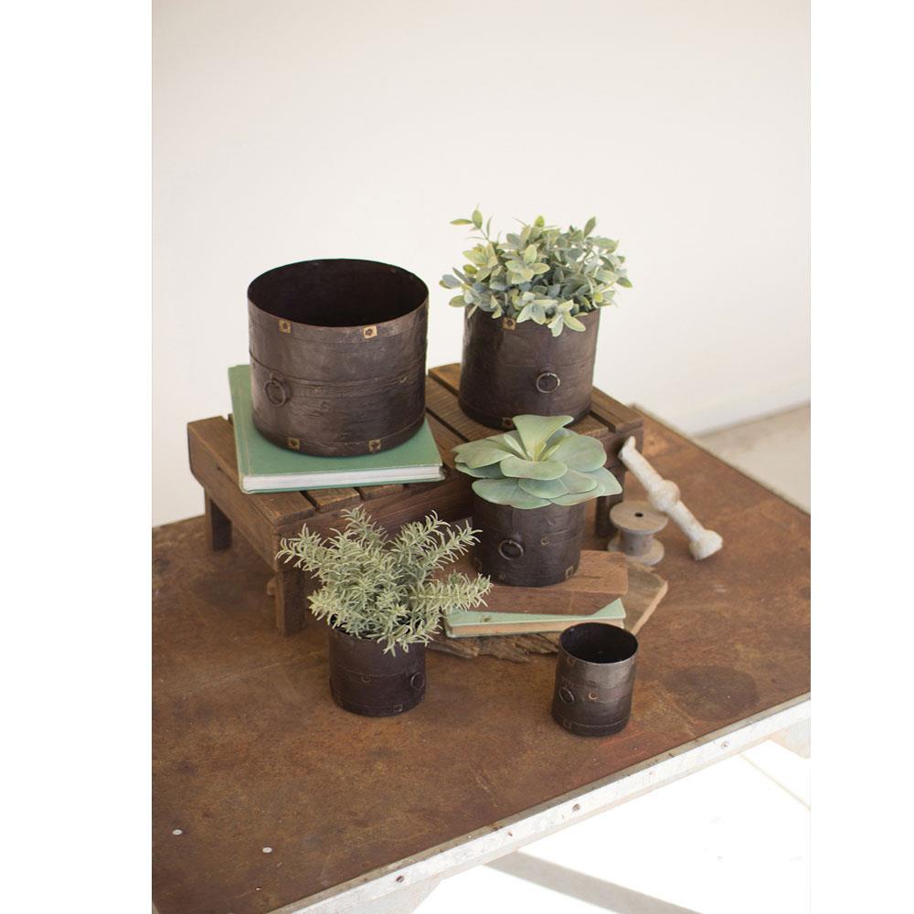 Kalalou Rustic Metal Containers -  Set Of 5 | Modishstore | Planters, Troughs & Cachepots