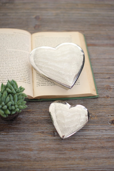 Kalalou Cast Aluminum Heart Boxes - Set Of 2-2