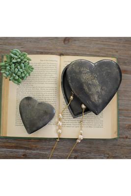 Kalalou Cast Aluminum Heart Boxes - Set Of 2-4