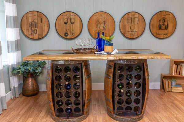 Napa East Live Edge Barrel Bar Set with Six Stools | Bar Table | NE1202 Set | Modishstore - 7