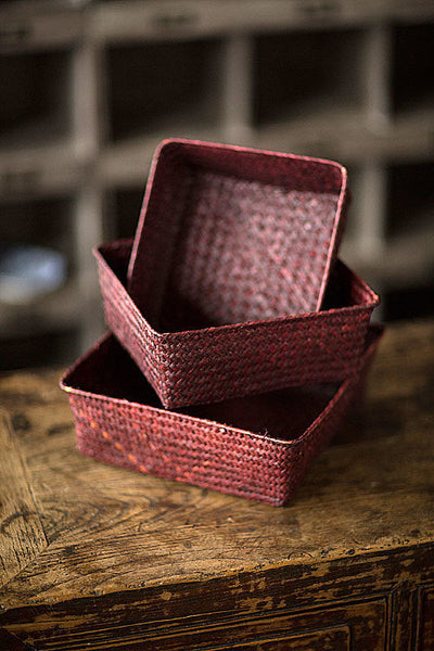 Vagabond Vintage Hand Woven Rattan Trays - Set of 3 | Modishstore | Trays & Pedestals-5