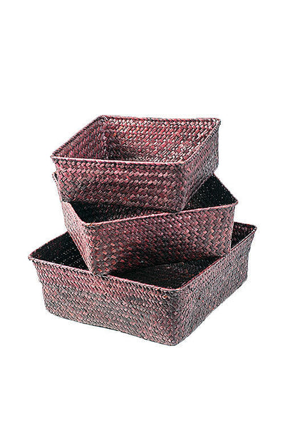 Vagabond Vintage Hand Woven Rattan Trays - Set of 3 | Modishstore | Trays & Pedestals-3